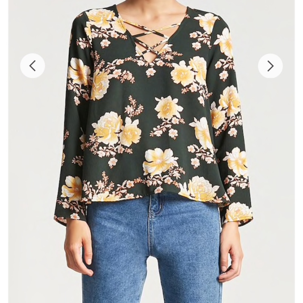 Green floral top